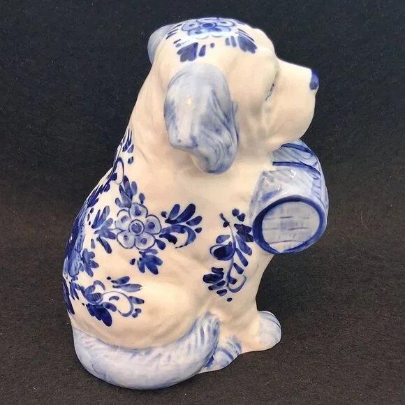 Vintage Delft Blue Ceramic Dog Coin Bank – Hand Painted Blue & White Collectible - Picture 3 of 12